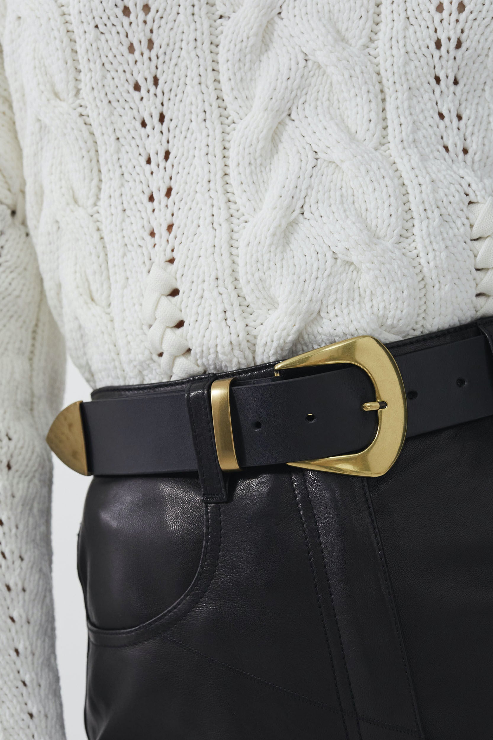 IRO Copp Leather Belt in Black and Gold