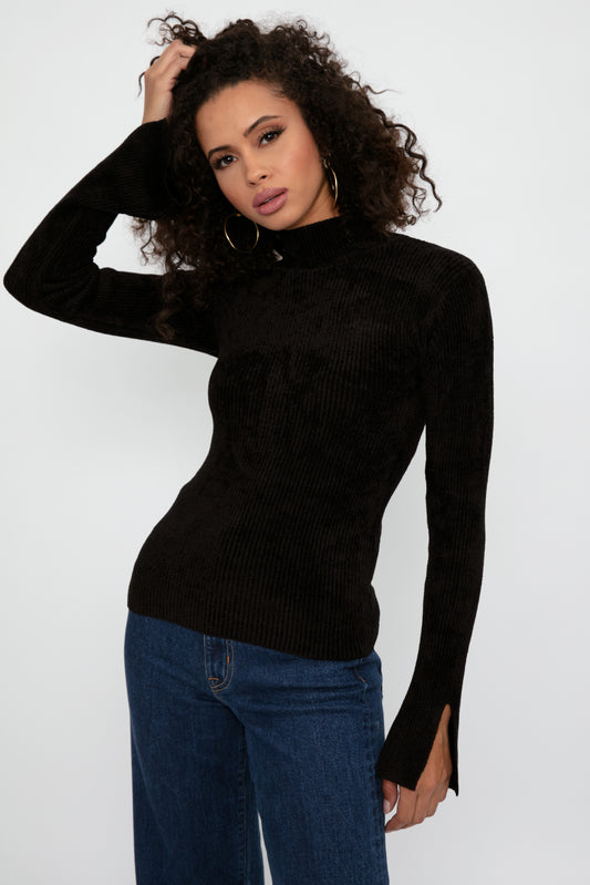 IRO Maissa Mock Neck Top in Black