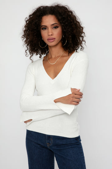 IRO Mattia V-Neck Sweater in Ecru