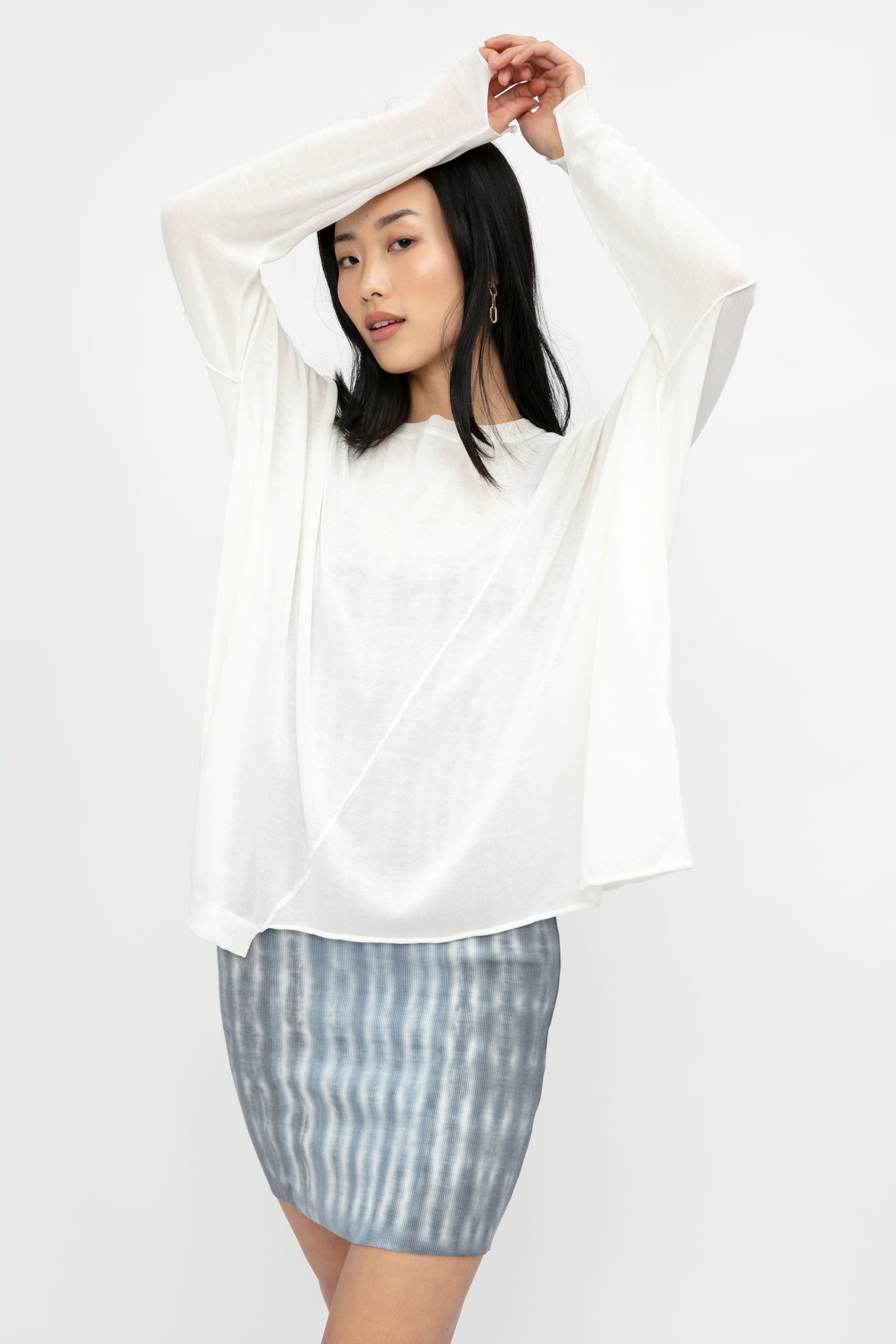 ISABEL BENENATO Boxy Asymmetrical Top in Ivory