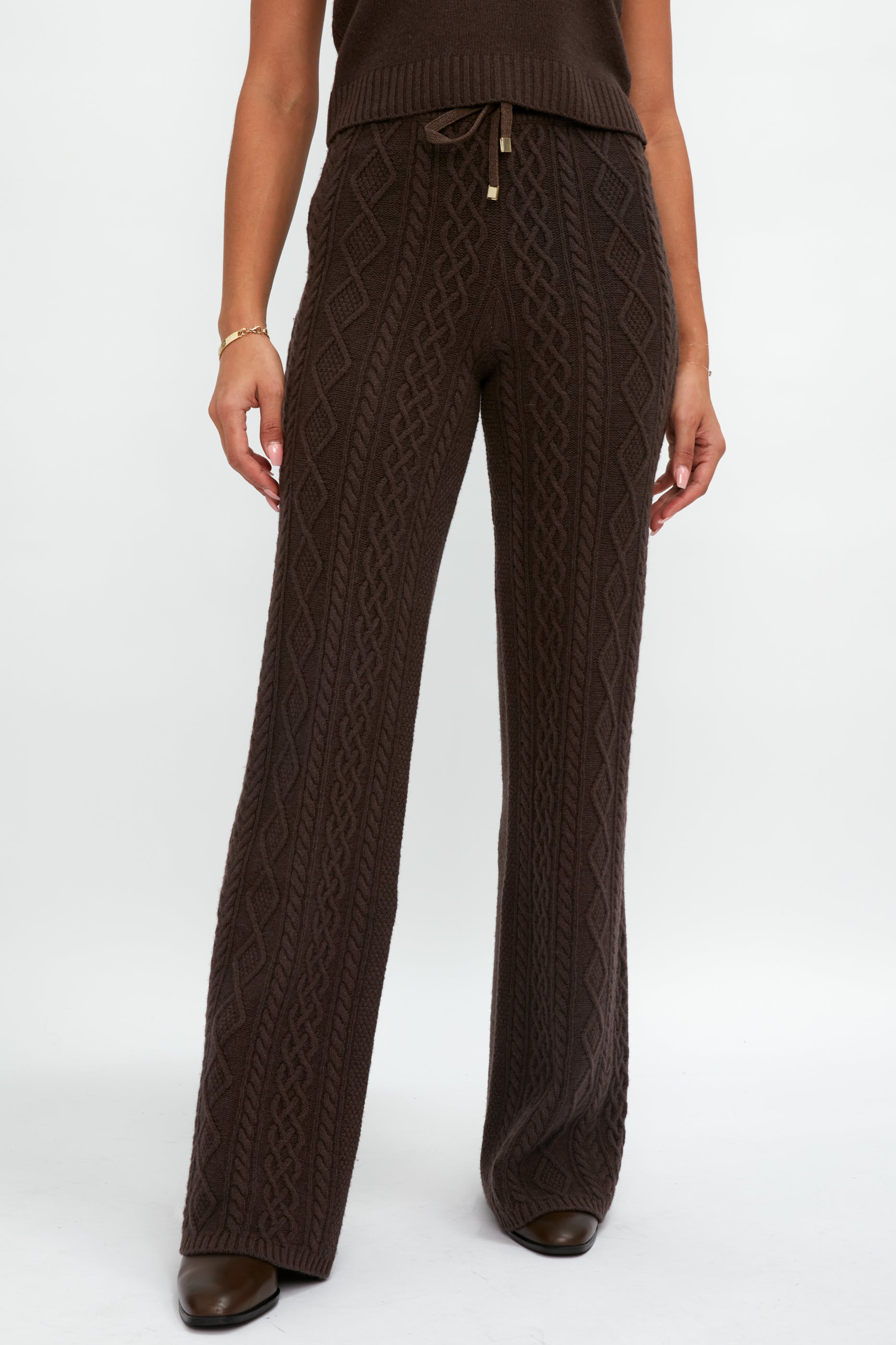 ELEONORA GOTTARDI Knit Drawstring Pant in Chocolate