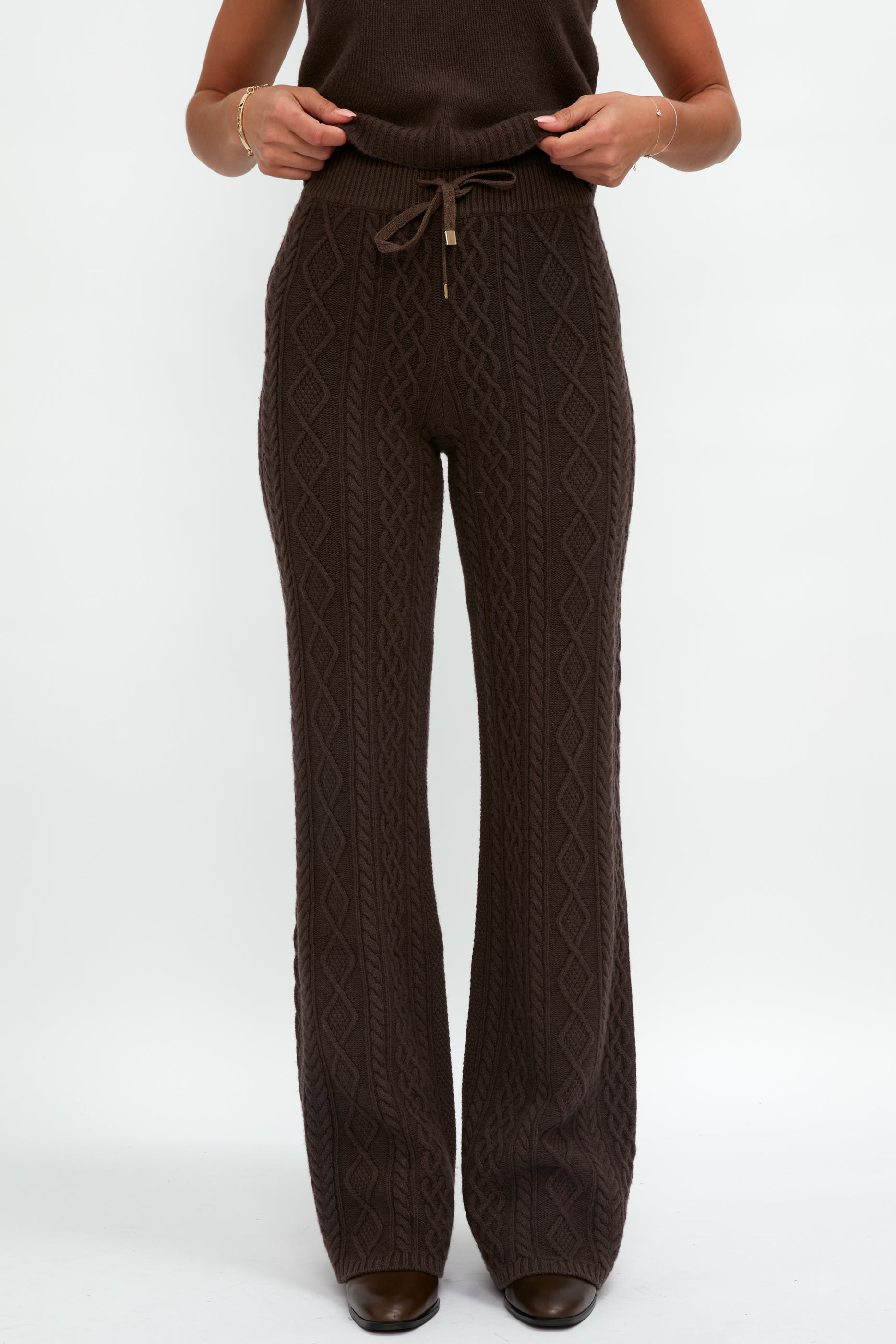 ELEONORA GOTTARDI Knit Drawstring Pant in Chocolate