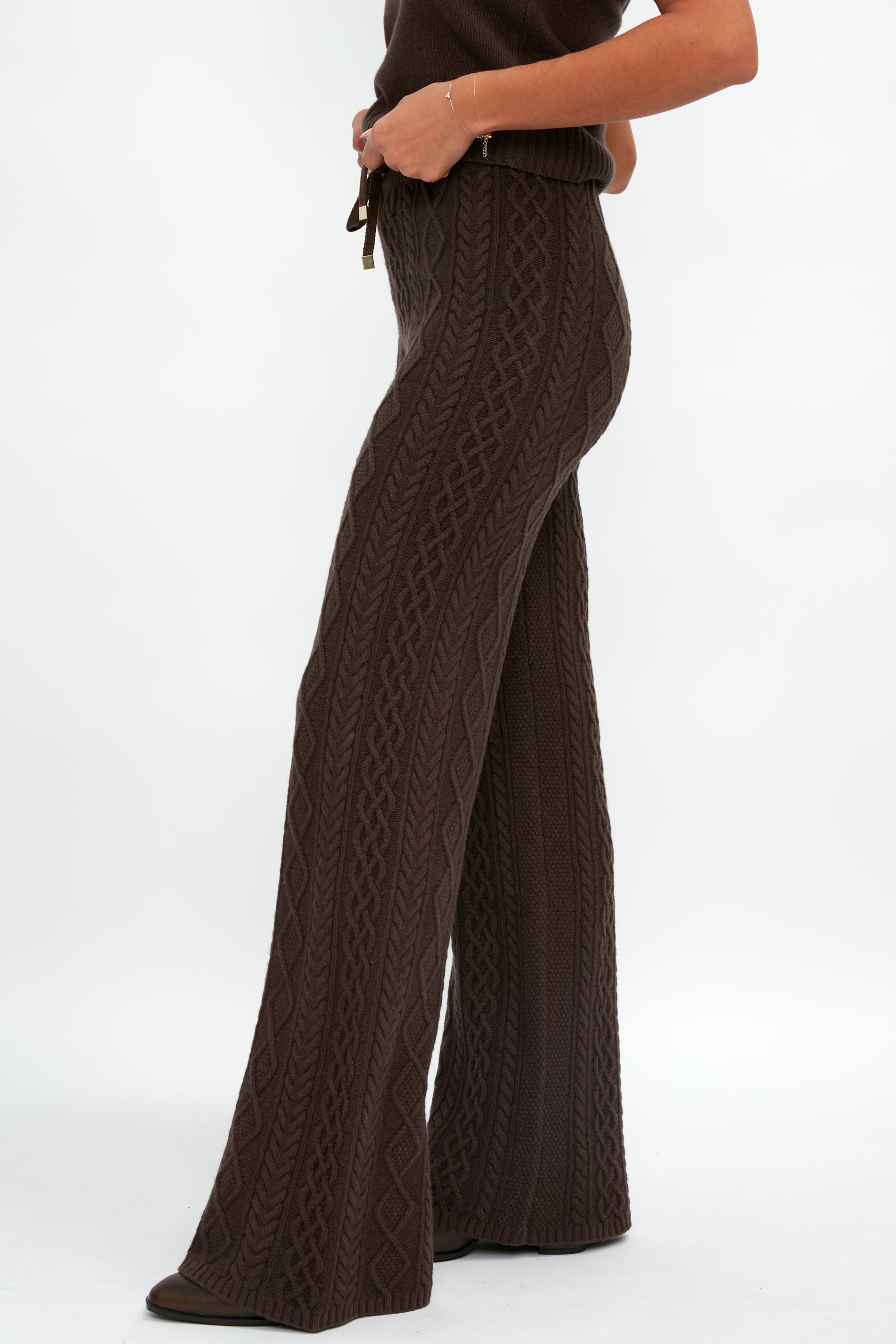 ELEONORA GOTTARDI Knit Drawstring Pant in Chocolate