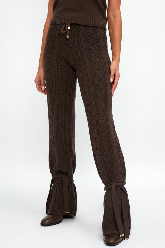 ELEONORA GOTTARDI Knit Drawstring Pant in Chocolate