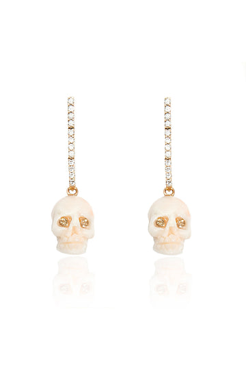 L.A. Stein Blush Carved Coral Skulls on Diamond Hinge Sticks