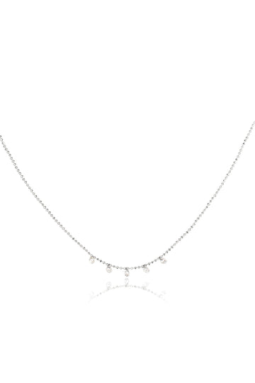 L.A. STEIN Celeste 5 Floating Diamond Necklace in White Gold