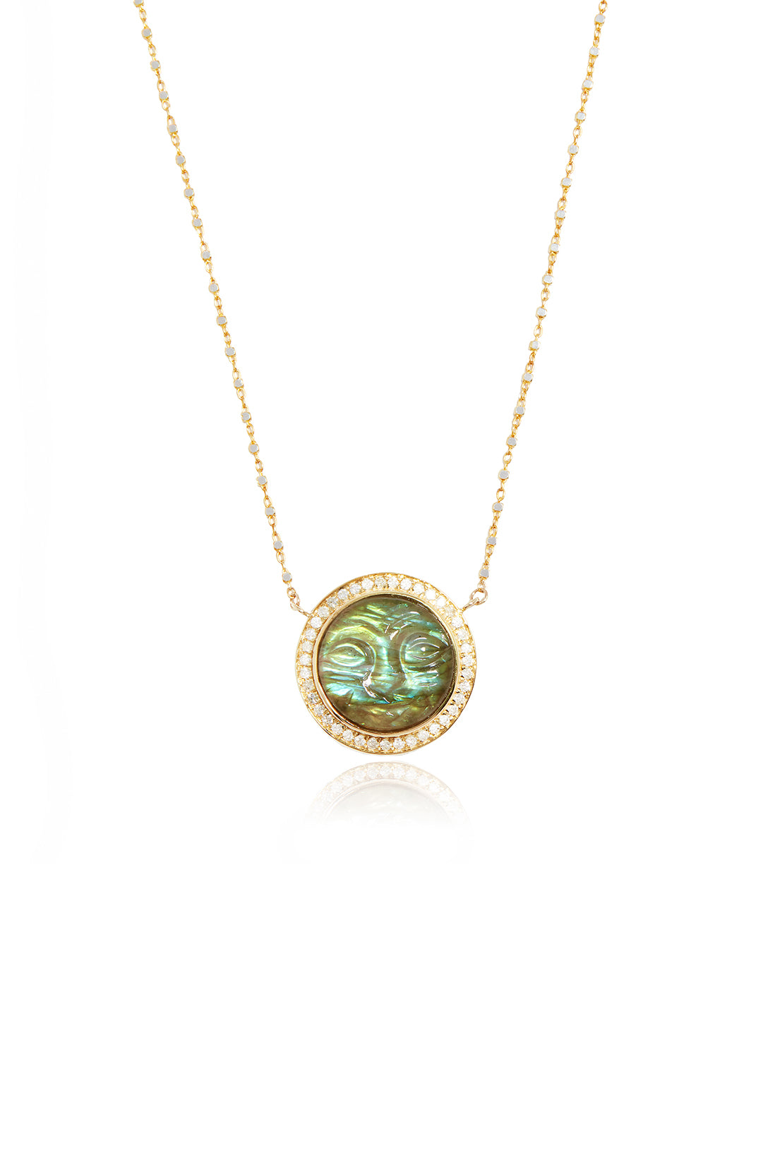 L.A. STEIN Diamond Man in the Moon Labradorite Pendant Necklace