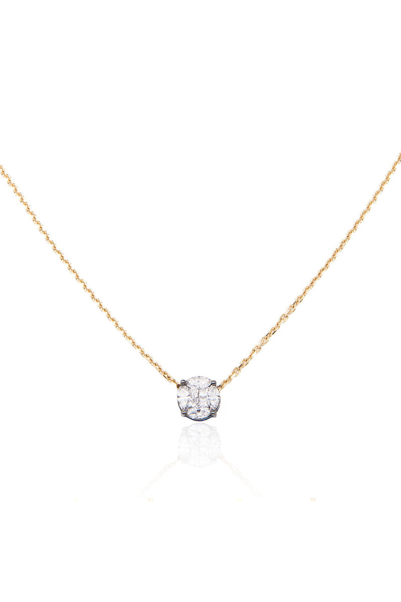 L.A. STEIN Yellow Gold Blackened Diamond Infinity Stud Necklace