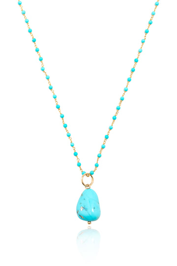 L.A. STEIN Sleeping Beauty Turquoise Nugget Necklace with Diamond