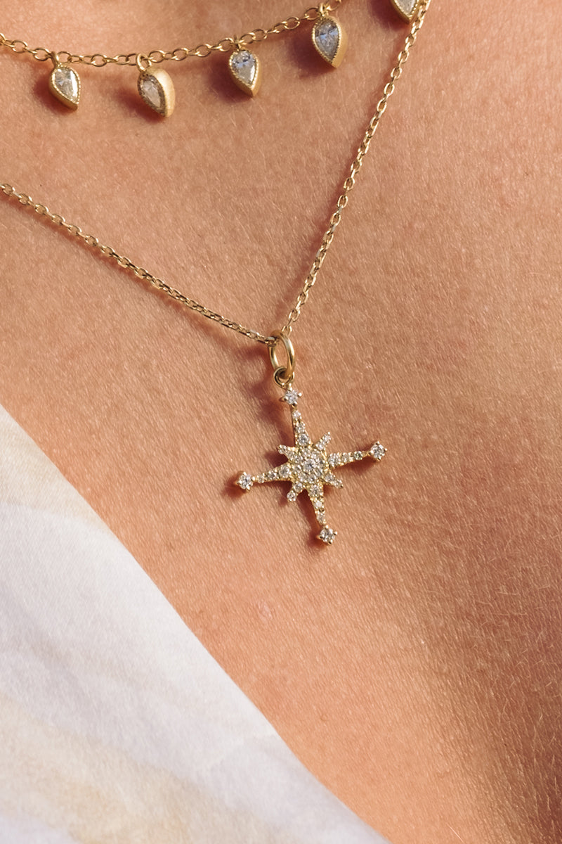 Mini Diamond Stella Star Necklace in 18k Yellow Gold