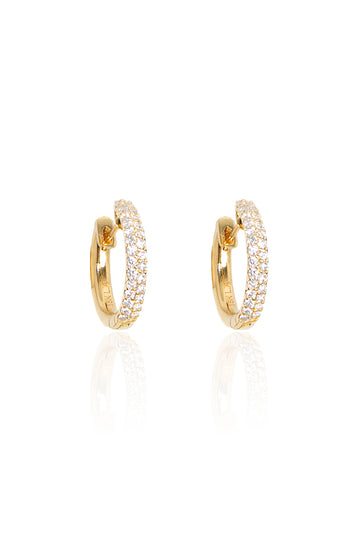 L.A. STEIN Pavé Diamond Huggies in Yellow Gold