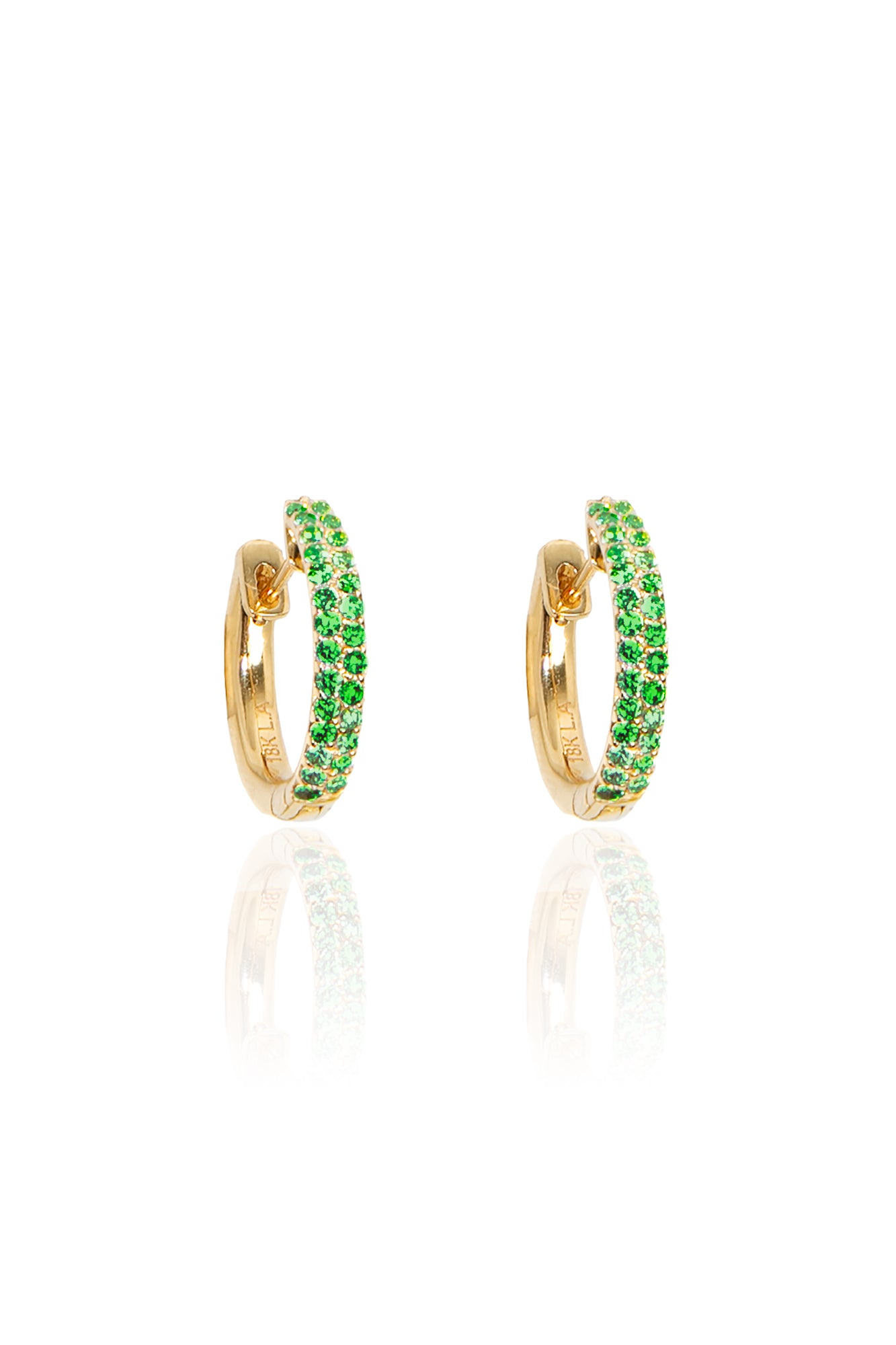 L.A. STEIN Tsavorite Pavé Huggies in Yellow Gold