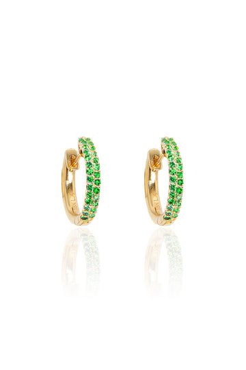 L.A. STEIN Tsavorite Pavé Huggies in Yellow Gold