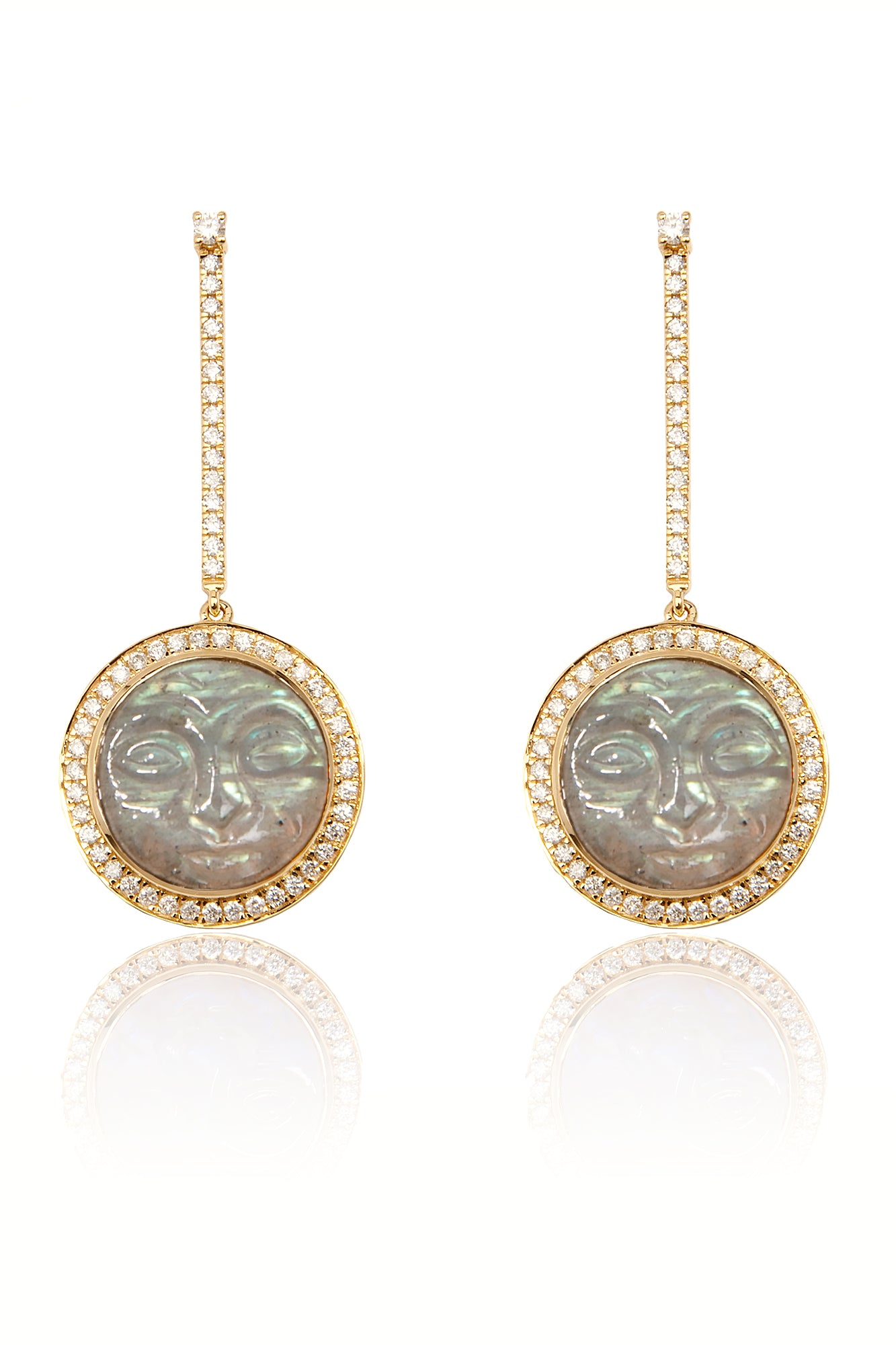 L.A. STEIN Labradorite Man in the Moon Diamond Earrings