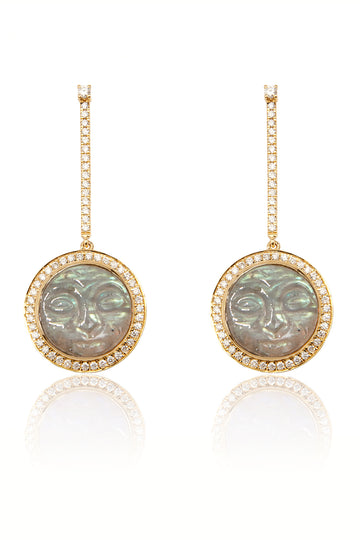 L.A. STEIN Labradorite Man in the Moon Diamond Earrings