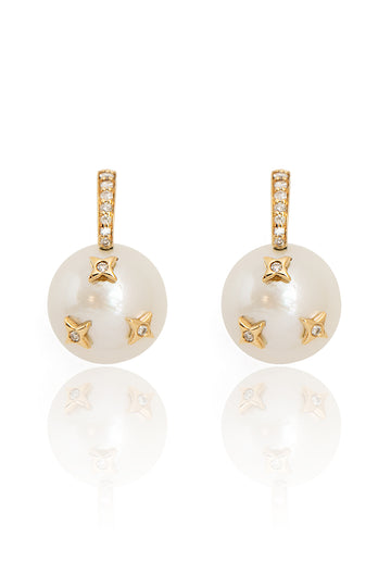 L.A. STEIN Diamond Star Pearl Drop Earrings