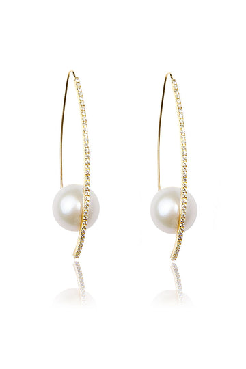 L.A. STEIN Diamond Pavé Floating White Pearl Threaders