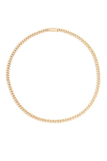 L.A. STEIN Small Diamond Miami Cuban Chain Necklace in Yellow Gold