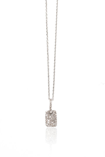 L.A. STEIN Micro Mini Pavé Diamond ID Tag in White Gold
