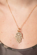 L.A. STEIN Diamond Hamsa Necklace in Rose Gold