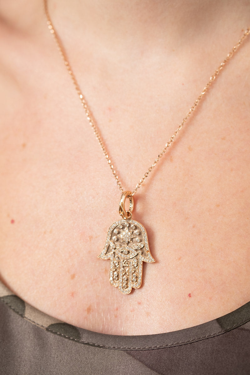Hand of fatima necklace on sale rose gold