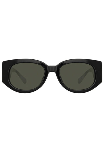 LINDA FARROW The Debbie D-Frame Sunglasses in Black