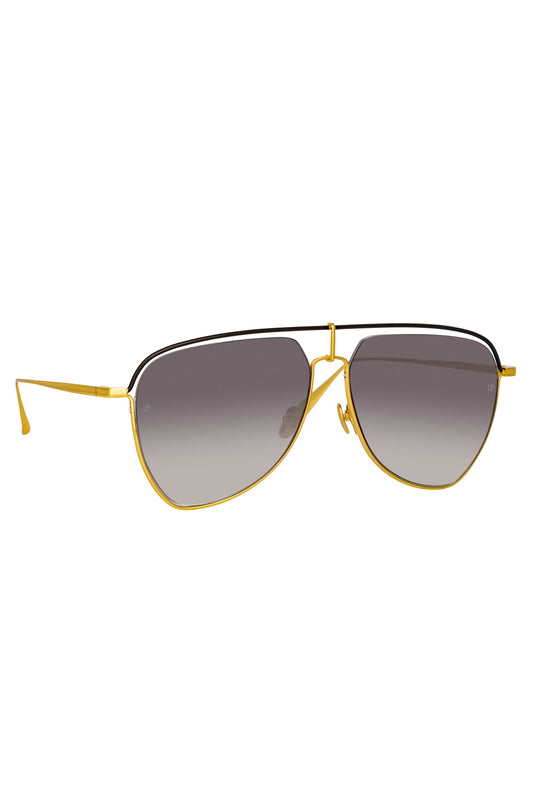 LINDA FARROW Alma Aviator Sunglasses in Yellow Gold