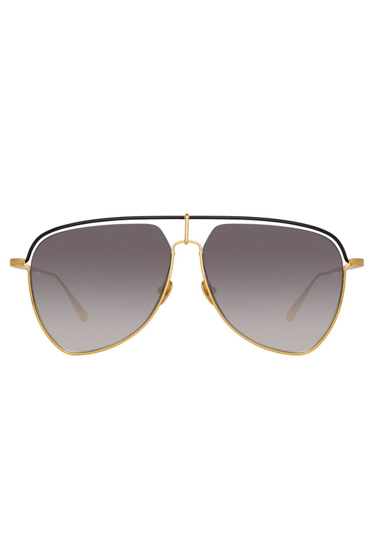 LINDA FARROW Alma Aviator Sunglasses in Yellow Gold
