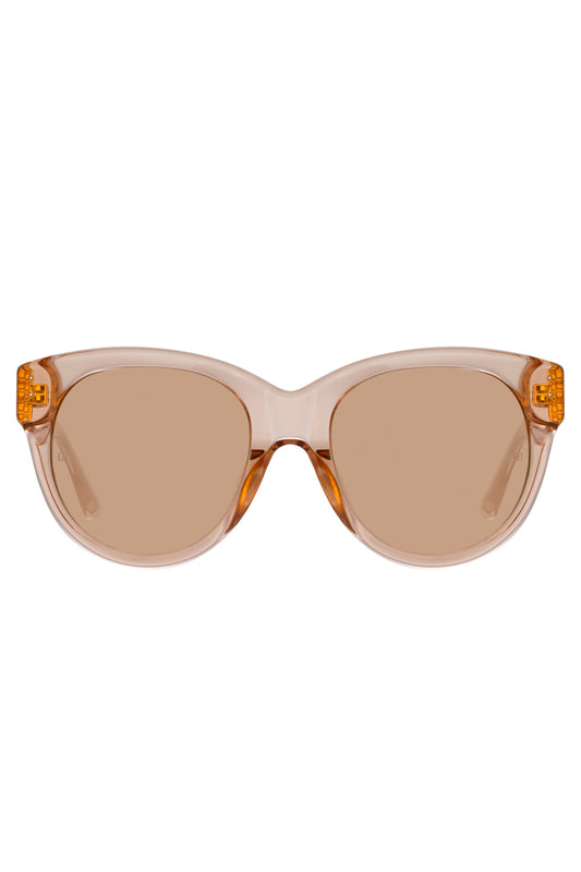 LINDA FARROW Madi Oversized Sunglasses in Peach