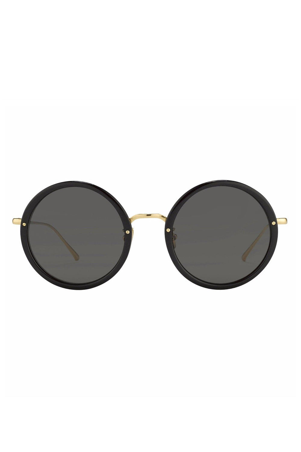 LINDA FARROW Tracy Round Sunglasses in Black