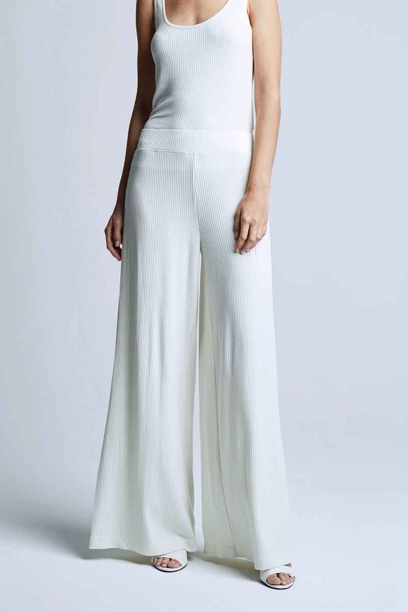 L'AGENCE Crawford Wide Leg Pant in Ivory