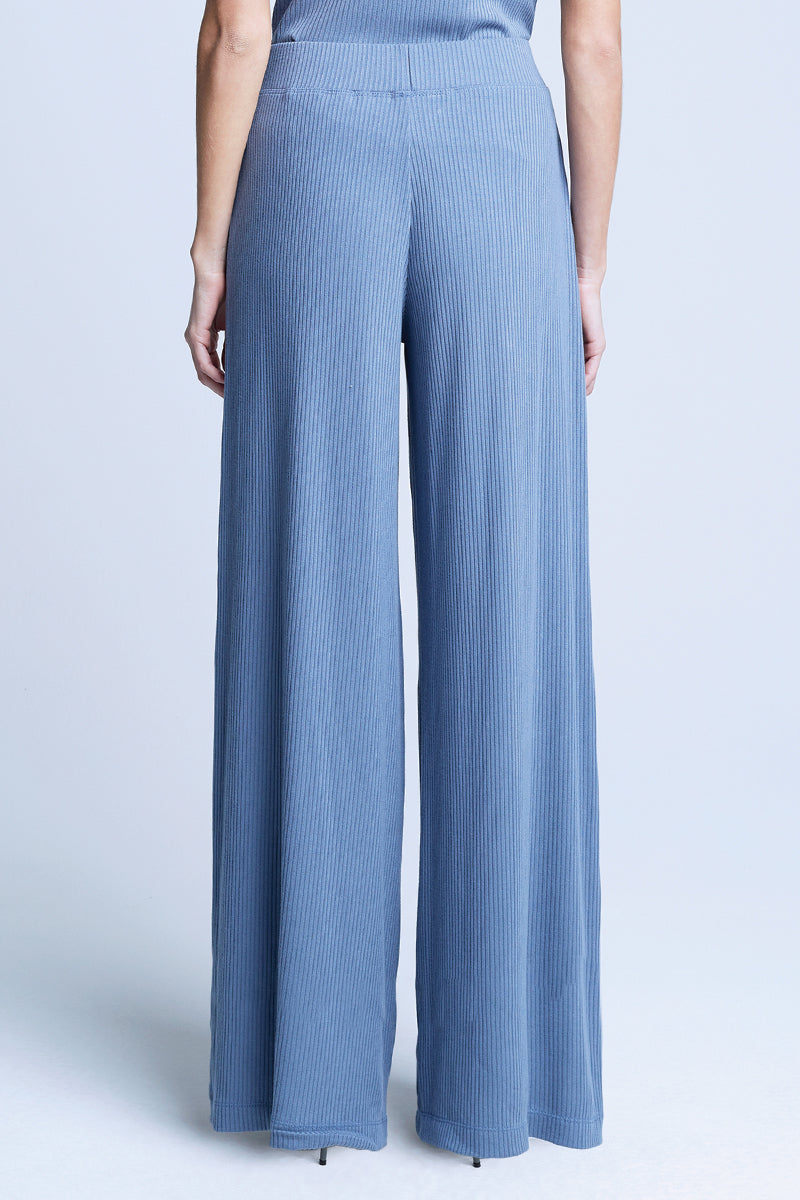 L'AGENCE Crawford Wide Leg in Pant in Steel Blue