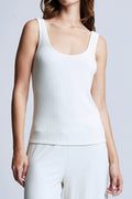 L'AGENCE Iman U-Neck Ribbed Tank Top in Ivory