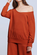 L'AGENCE Kimora Off Shoulder Top in Rust