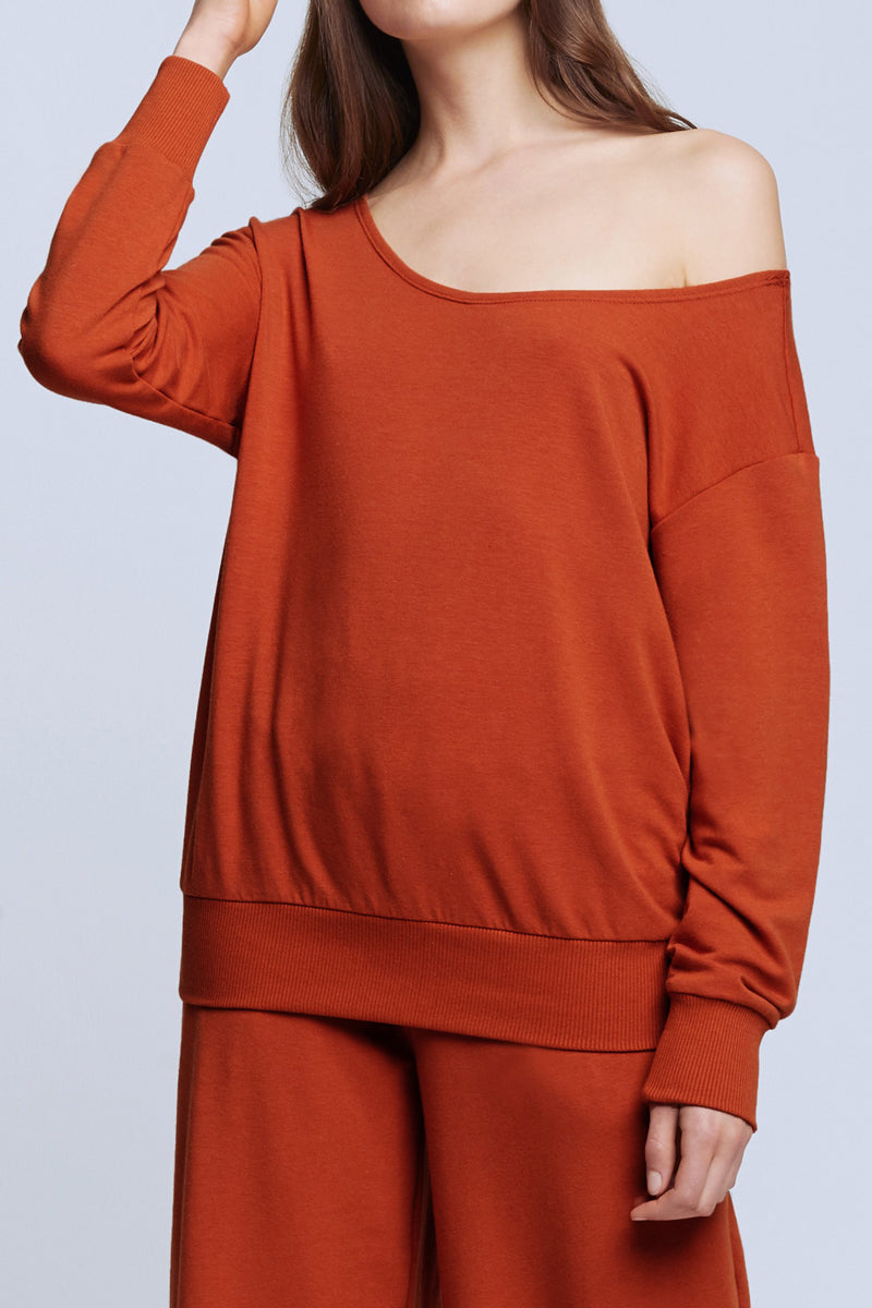 L'AGENCE Kimora Off Shoulder Top in Rust