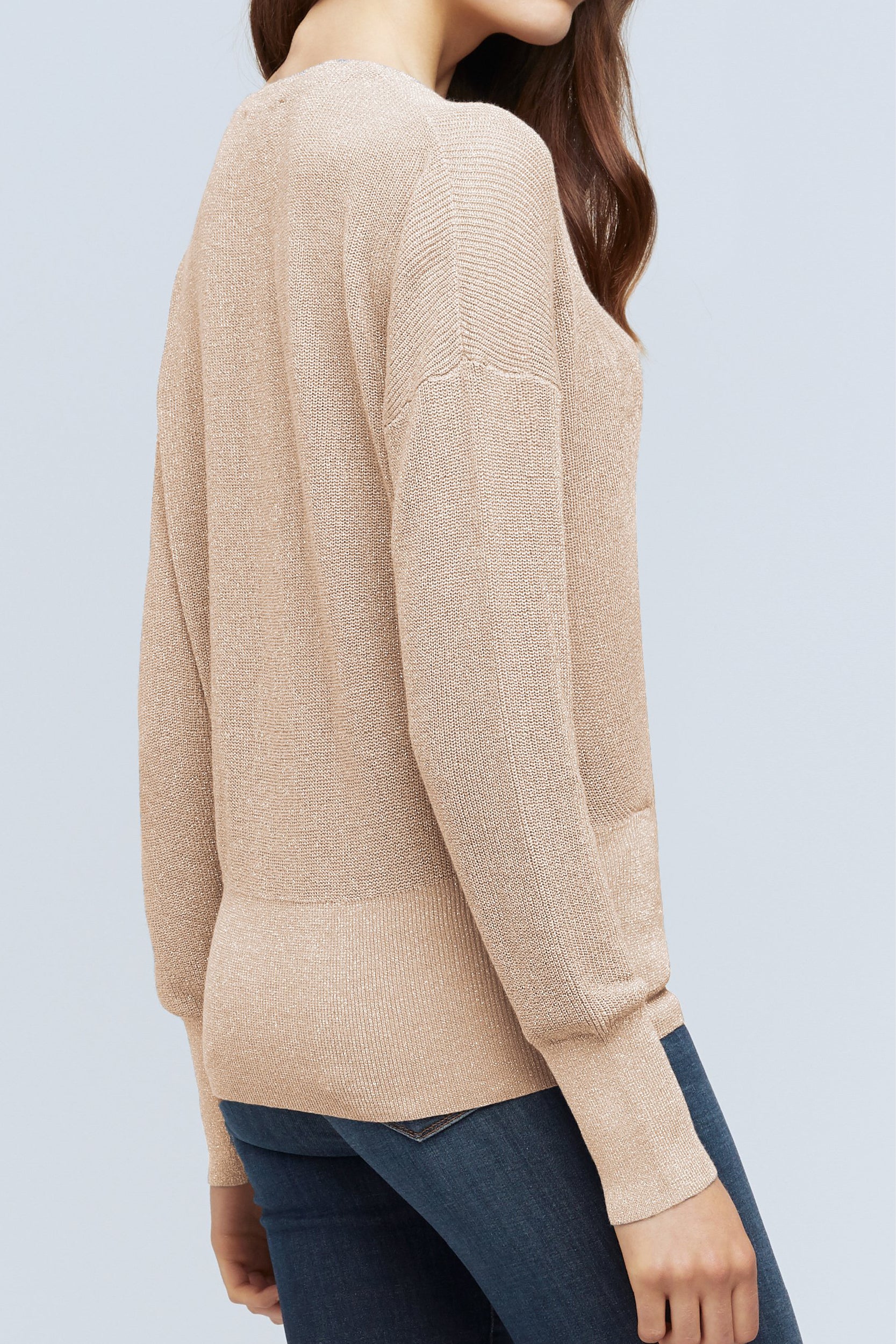 L'AGENCE Blair Crossover Pullover in Biscotti