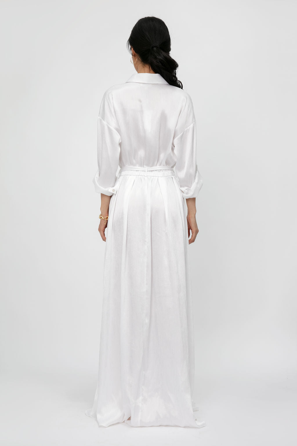L'AGENCE Cammi Long Shirt Dress in White