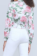 L'AGENCE Gaia Tie Front Blouse in Rosa Print