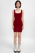L'AGENCE Hannah Knit Dress in Red Dahlia