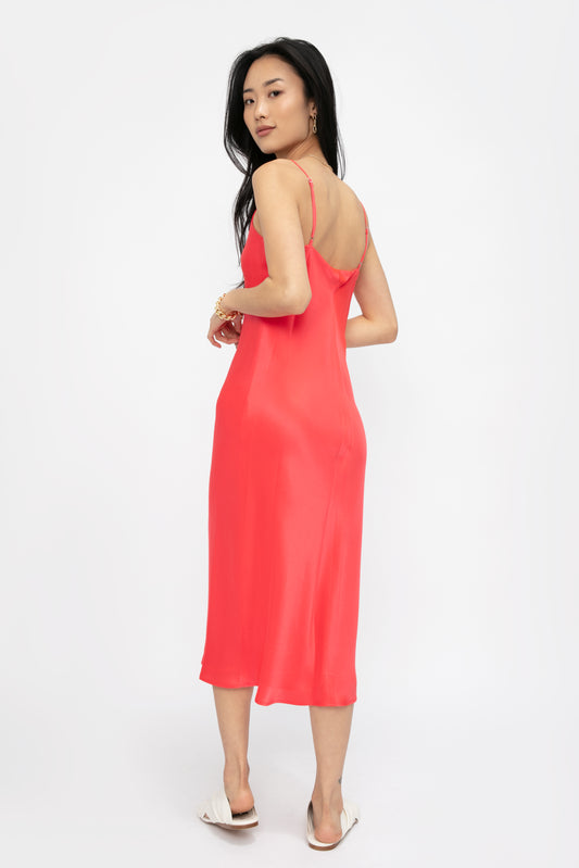 L'AGENCE Jodie V-Neck Slip Dress in Diva Pink