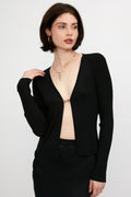 L'AGENCE Juno Cardigan with Chain Detail in Black