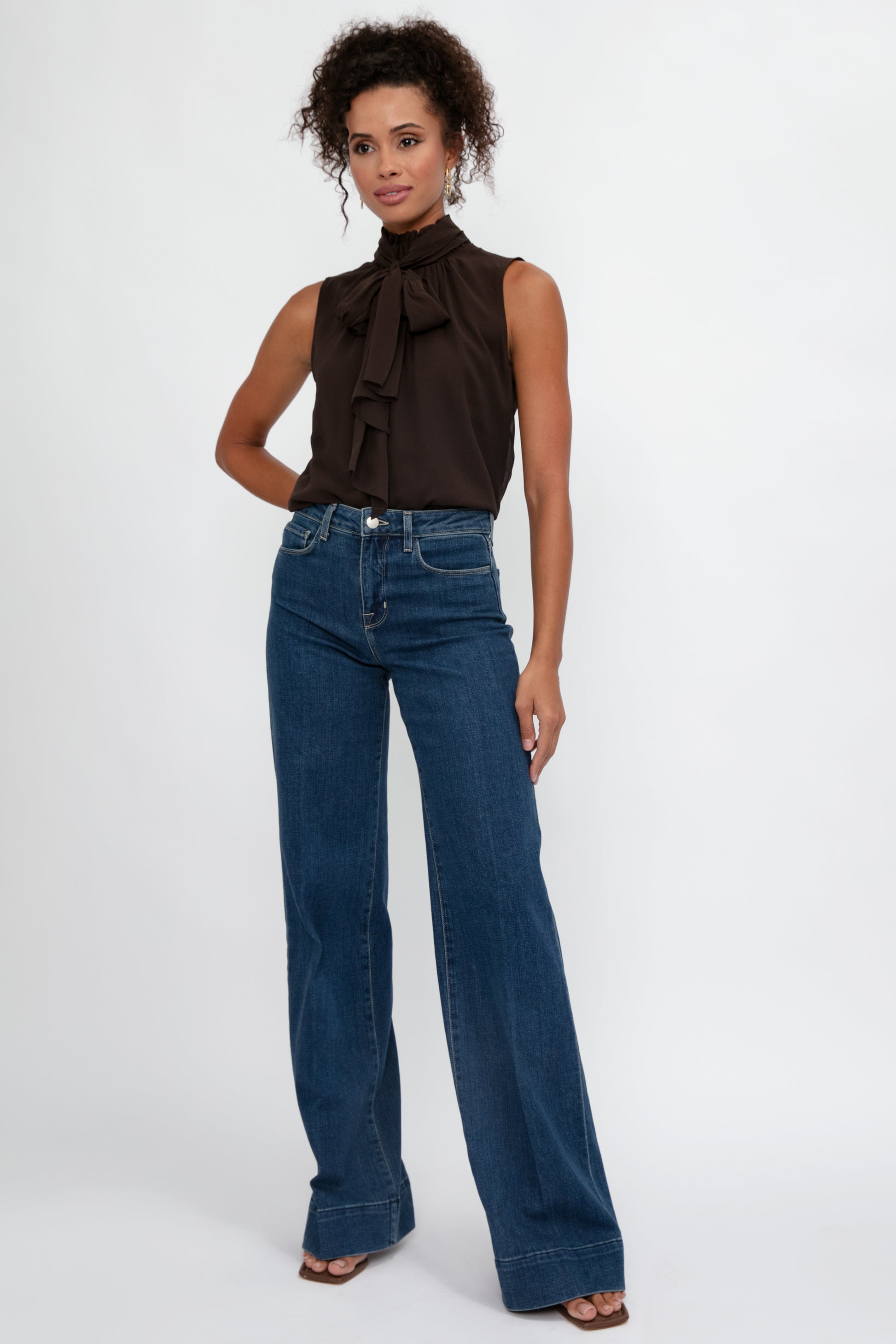 L'AGENCE Madden High Rise Wide Leg Jean in Durango