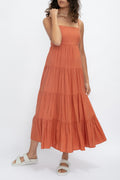 L'AGENCE Veda Tiered Dress in Auburn