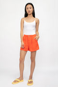 L'AGENCE Zahari Pleated Short in Cherry Tomato