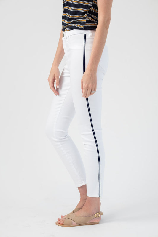 L'AGENCE Margot High Rise Nautical Stripe in Blanc