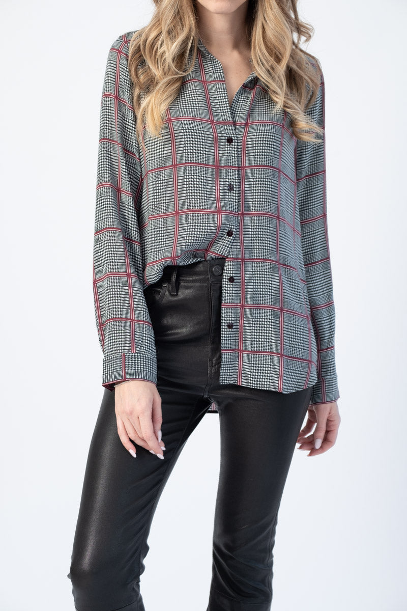 L'AGENCE Nina Long Sleeve Blouse in Autumn Pfeiffer Plaid