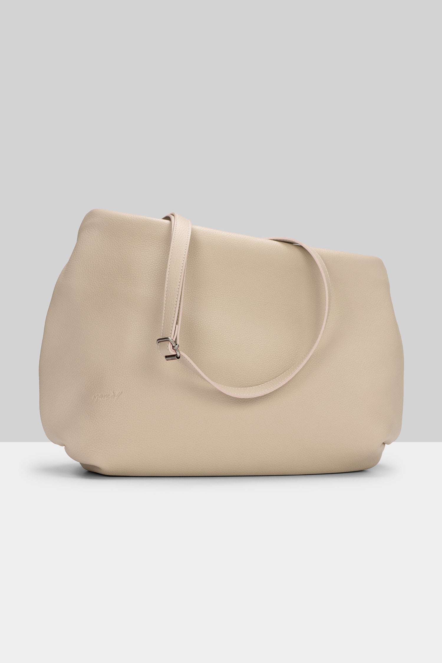 MARSÈLL Fantasma Grained Leather Bag in Biscuit