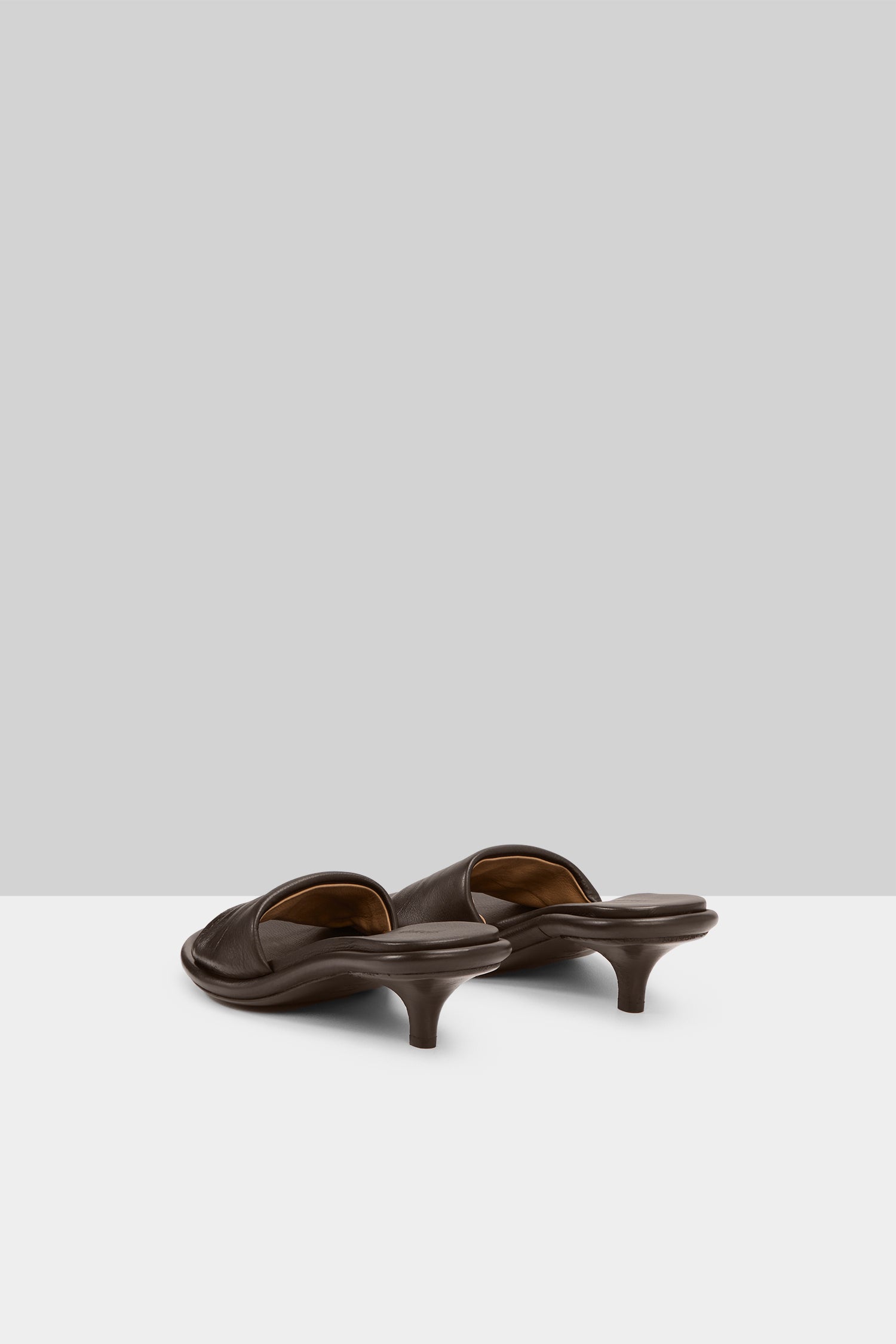 MARSÈLL Spilla Leather Kitten Heel Sandal in Chocolate