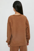 MAX MARA LEISURE Mammola V-Neck Sweatshirt in Camel
