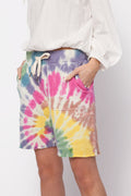 NSF Jen Slouchy Cut Off Sweat Short in Skittles Dye